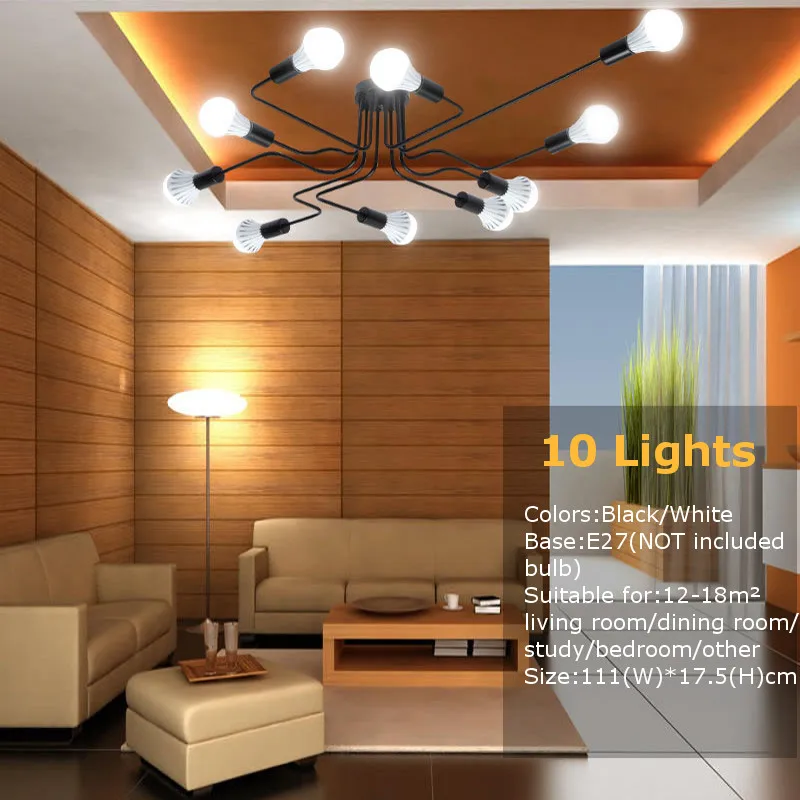 Šiuolaikinės E27 LED Lubų Liustra Apšvietimo, 10 Galvų gyvenamojo Kambario, Miegamojo, Šviestuvais, Namų Apšvietimas Šviestuvai derliaus lempos