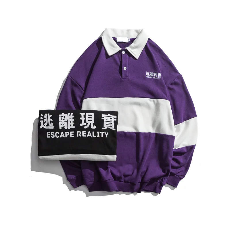 Japonijos Harajuku Polo Apykakle Emboridery Palaidinukė Vyrams Miesto Berniukų Streetwear Hip-Hop Estetinės Grafinis Susagstomi megztiniai