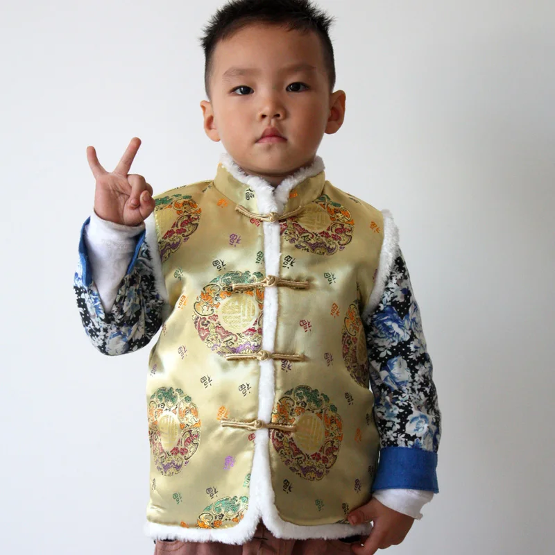 2020 m. Kinijos Naujųjų Metų Vaikų Berniukų Festivalyje Rodyti Tradicinio Stiliaus Tang Kostiumas Šilta Liemenė Švęsti subtilus Dragon Žiemos Liemenė