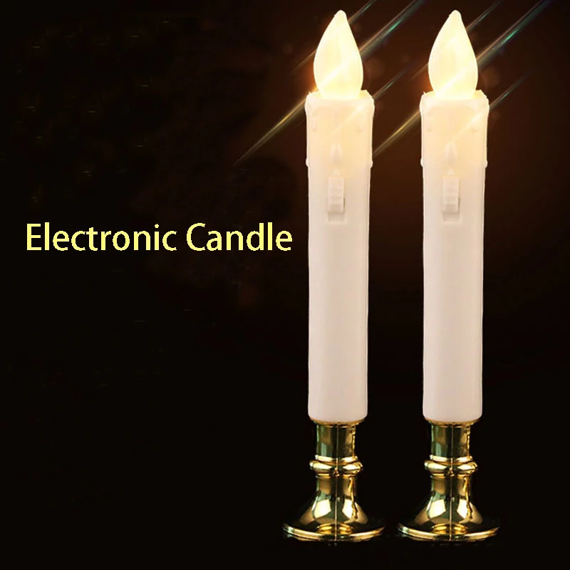 2vnt Elektros Flameless LED Žvakių Šviesos su Nuimamu Bazės Aplinkos Ilgai Žvakė, Lempa, Šviesos Vestuvių, Gimtadienio Dekoras