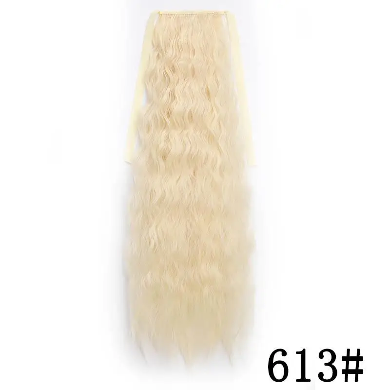 MERISIHAIR Garbanoti Ilgi plaukai surišti į uodegą Sintetinių Hairpiece Wrap apie Įrašą Plaukų priauginimas Ombre Rudas Ponis Uodega Šviesūs Plaukų Fack