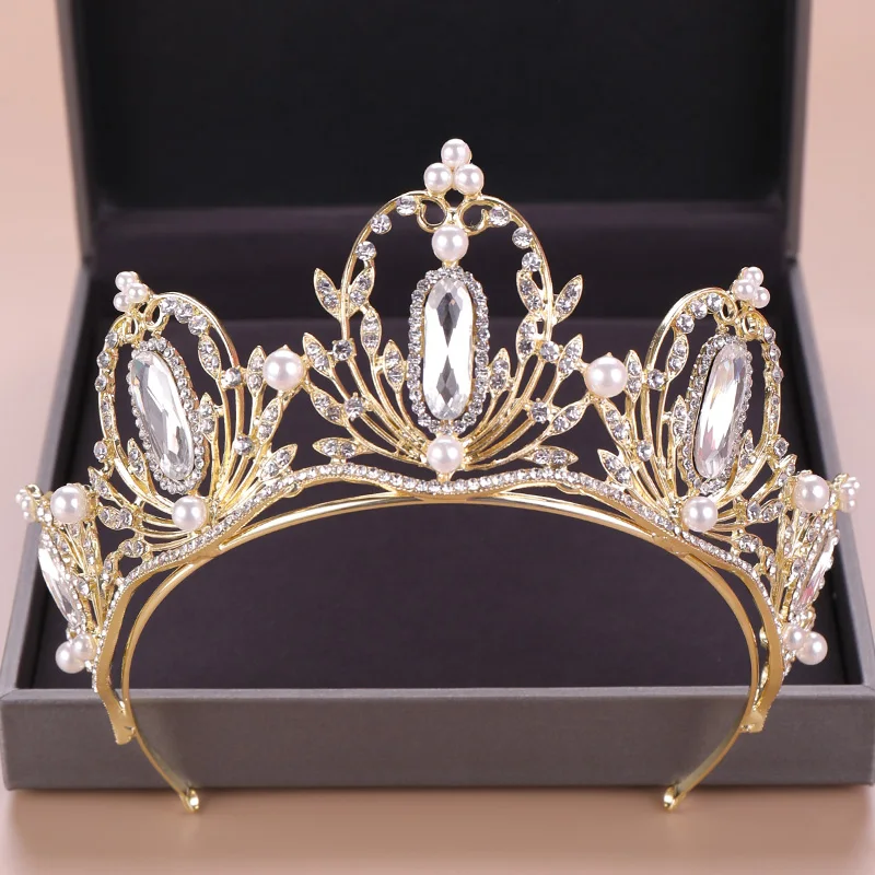 Vestuvių Plaukų Tiara Crystal Crown Vestuvių Tiara Nuotakos Plaukų Aksesuarų, Aukso Karūna Galvos Aksesuarų Moterims, Papuošalai Diadem