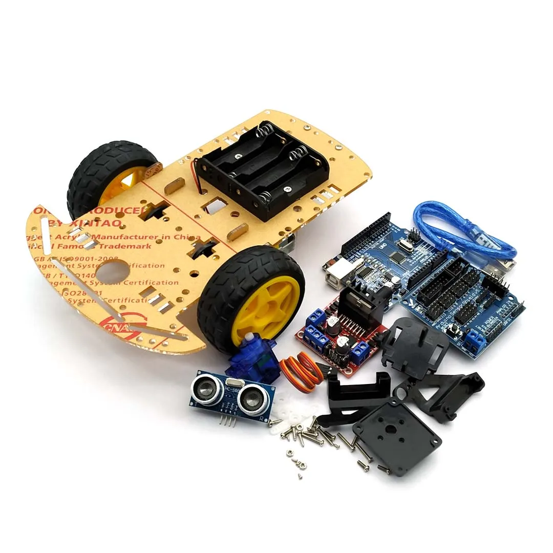 Naujas Išvengti Sekimo Motorinių Protingas Robotas Automobilių Važiuoklės Komplektas, Kodavimo Greitis Baterija Lauke 2WD Ultragarso Modulis Arduino Rinkinys