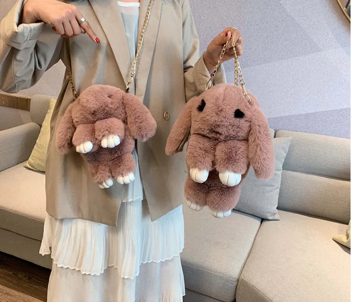 Gražių moterų pečių maišą Žaislų plushed kiškis maišą Animacinių filmų minkštas rabbit lėlės rankinė