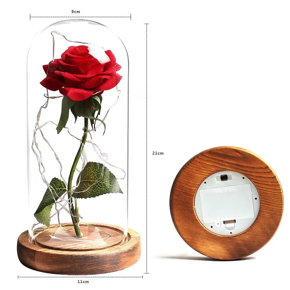 Valentino Dienos Dovana Grožio ir Žvėrys Rose Stiklo Kupolas Nemirtingas Gėlių, Vestuvių Dekoravimas, Atminimo Dovana