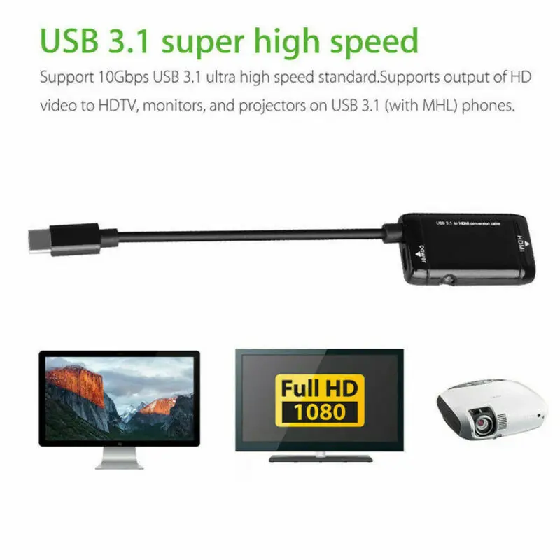 Mini USB 3.1 C Tipo HDMI, HDTV TV Kabelis Laido 1080P Adapteris Keitiklis MHL Android 