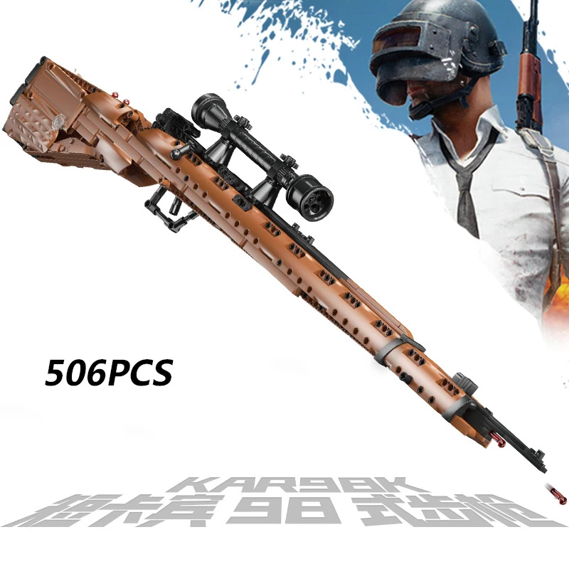 506pcs įrangos pardavimas, biuro įrangos 98K Ginklą Modelio Blokai PUBG Karinės SWAT Ginklų WW2 šautuvas Ginklas Plytų Žaislai Vaikams