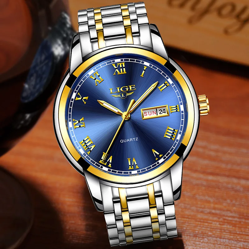 LIGE Porą Žiūrėti Aukso Mėlyna Žiūrėti Moterų Kvarciniai Laikrodžiai Ponios Viršų Prabangos Prekės ženklo Moterų Laikrodis Mergina Laikrodis Relogio Feminino+Box