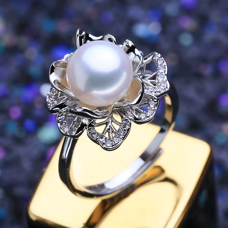 FENASY 925 Sterlingas Sidabro Žiedas Prabanga Natūralių Gėlavandenių Perlų Žiedai Moterims, Moteriška Šalis, Vestuvių, Sužadėtuvių Fine Jewelry