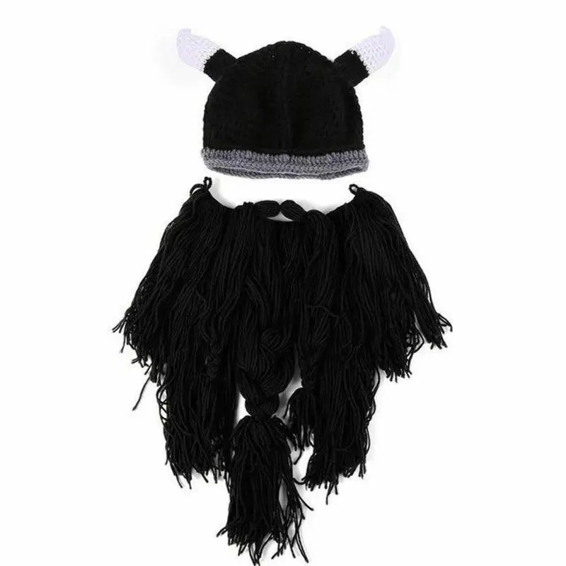 Nauja madinga atsitiktinis Kalėdų Megztiniai Viking Pilka arba Imbiero Barzda Slidinėjimo Kepurė Nėrimo Megzti Skrybėlę Su Barzdotas Žiemos Skrybėlę Vagabond Kepuraitė