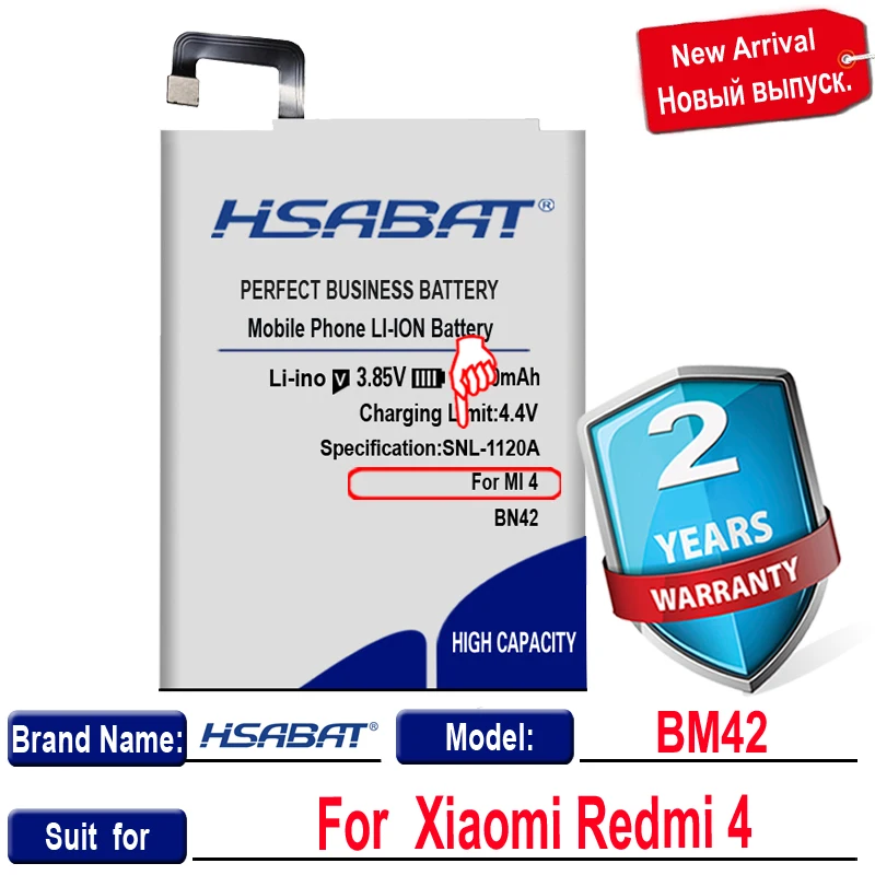 HSABAT Naujas 6100mAh BN42 Baterija Xiaomi Redmi 4 Baterija Xiao mi Hongmi 4, 2G RAM 16G ROM Edition