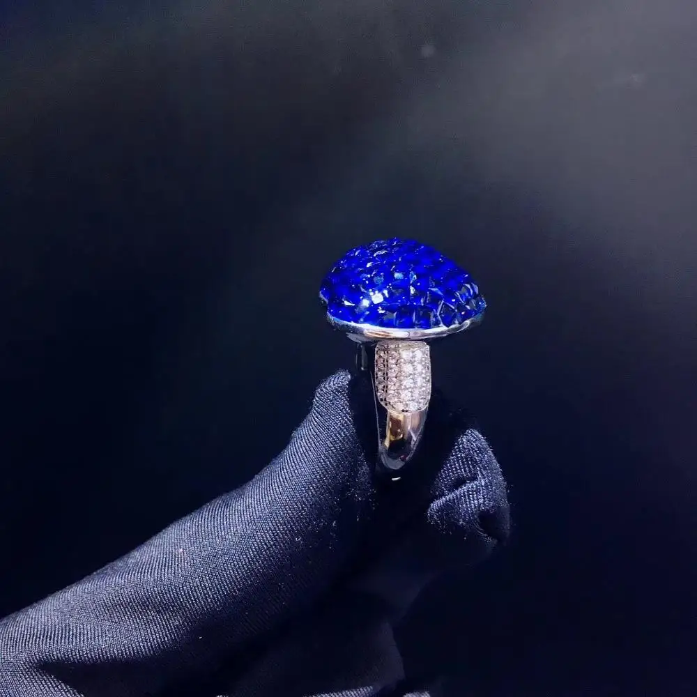925 sterlingas sidabro su kubinis cirkonis širdies žiedas mėlynos rožės raudonos spalvos baudą moterų papuošalai nemokamas pristatymas nematomas nustatymas