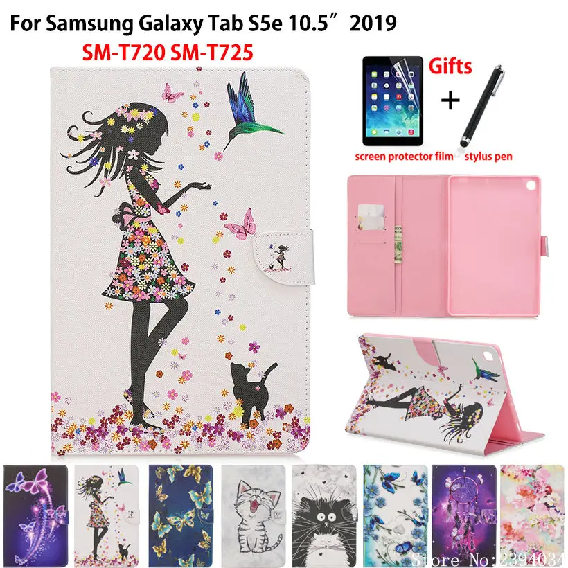 Tablet Case For Samsung galaxy Tab S5e 10.5 2019 SM-T720 SM-T725 T720 Padengti Funda Mados Mergaitė Katė Apversti Stovėti Odos Rubisafe +Dovana
