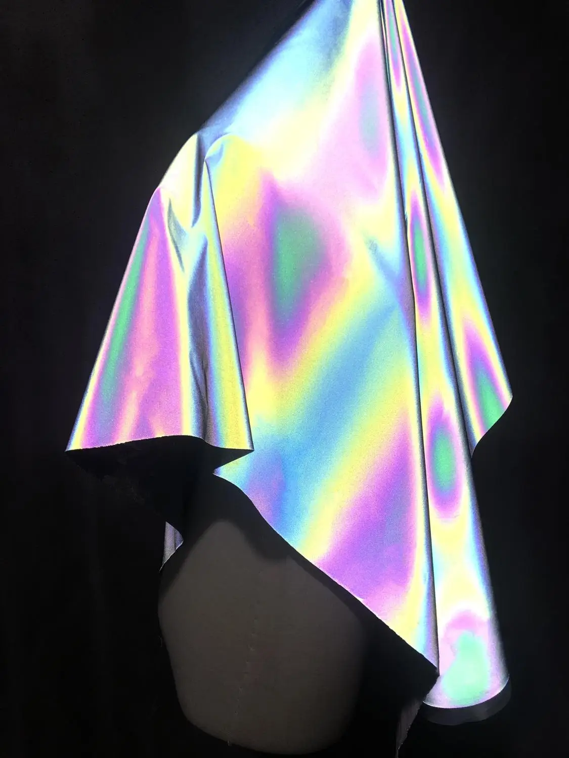 Didelio grynumo spalvinga vaivorykštė atspindintis audinys Mados drabužių Švarkelis Dizaineris audinio ateities technologijos Spalvinga šviesos