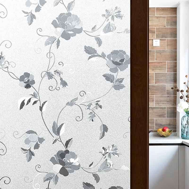 Rožių gėlių klijai-nemokamai elektrostatinės stiklo lipdukas nepermatomas pvc dekoratyvinis izoliacinės plėvelės vonios kambarys, virtuvės langą matinio stiklo plėvelės