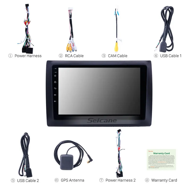 Seicane Android 9.1 9 colių 2din HD Touchscreen, GPS audio Stereo 2010 m. Fiat Stilo automobilio multimedijos grotuvas su Bluetooth, WIFI
