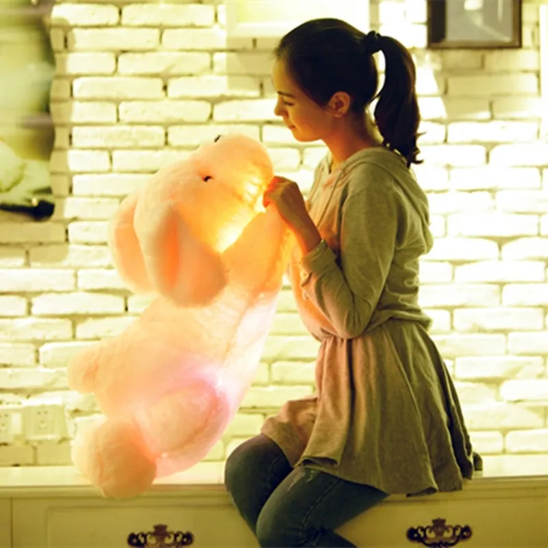 1pc 50cm Kūrybos Šviesą LED Teddy Šunų iškamšas Šviesos Pliušinis Žaislas Spalvinga Žėrintis Pagalvės Kalėdų Dovana Vaikams