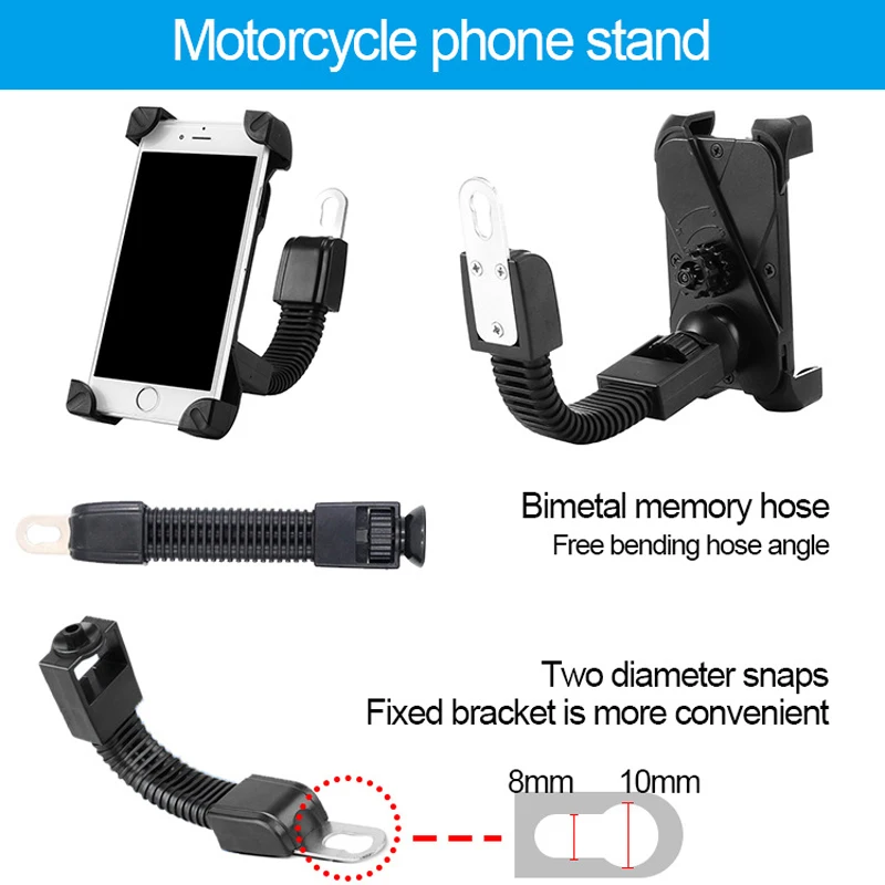 Motociklo Laikiklio Stovas Mobilųjį Telefoną Pasukti Motociklo Laikiklis iPhone Samsung GPS galinio vaizdo Veidrodis Mount Turėtojas
