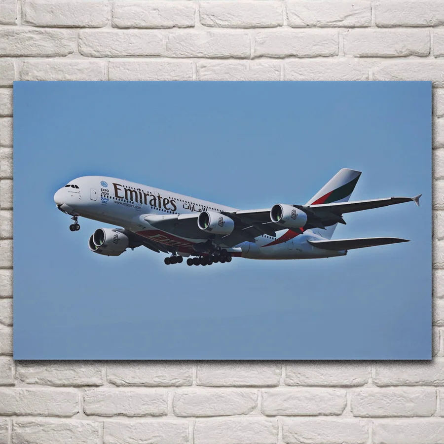 Plaukioja a380 mėlynas dangus lėktuvo orlaivio skrydžio kūrinys kambarį namo sienos meno dekoro medžio rėmo audinio plakatai KN287