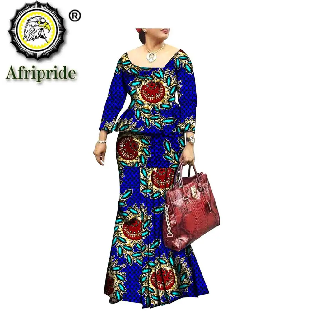 2019 afrikos suknelės moterims AFRIPRIDE heidi bazin riche ankara spausdinti dashiki grynos medvilnės suknelė vaškas batikos privačių užsakymą S1825074
