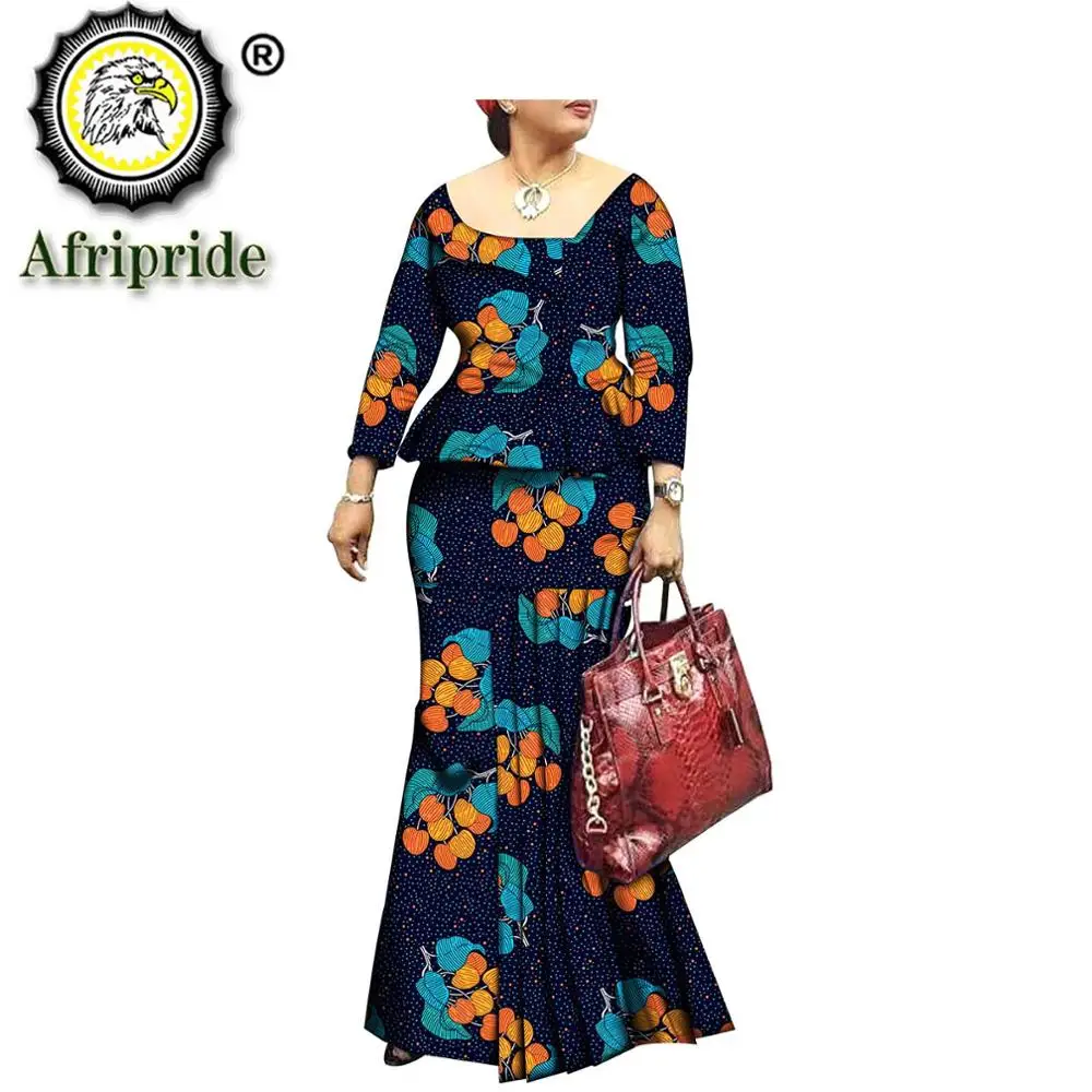 2019 afrikos suknelės moterims AFRIPRIDE heidi bazin riche ankara spausdinti dashiki grynos medvilnės suknelė vaškas batikos privačių užsakymą S1825074