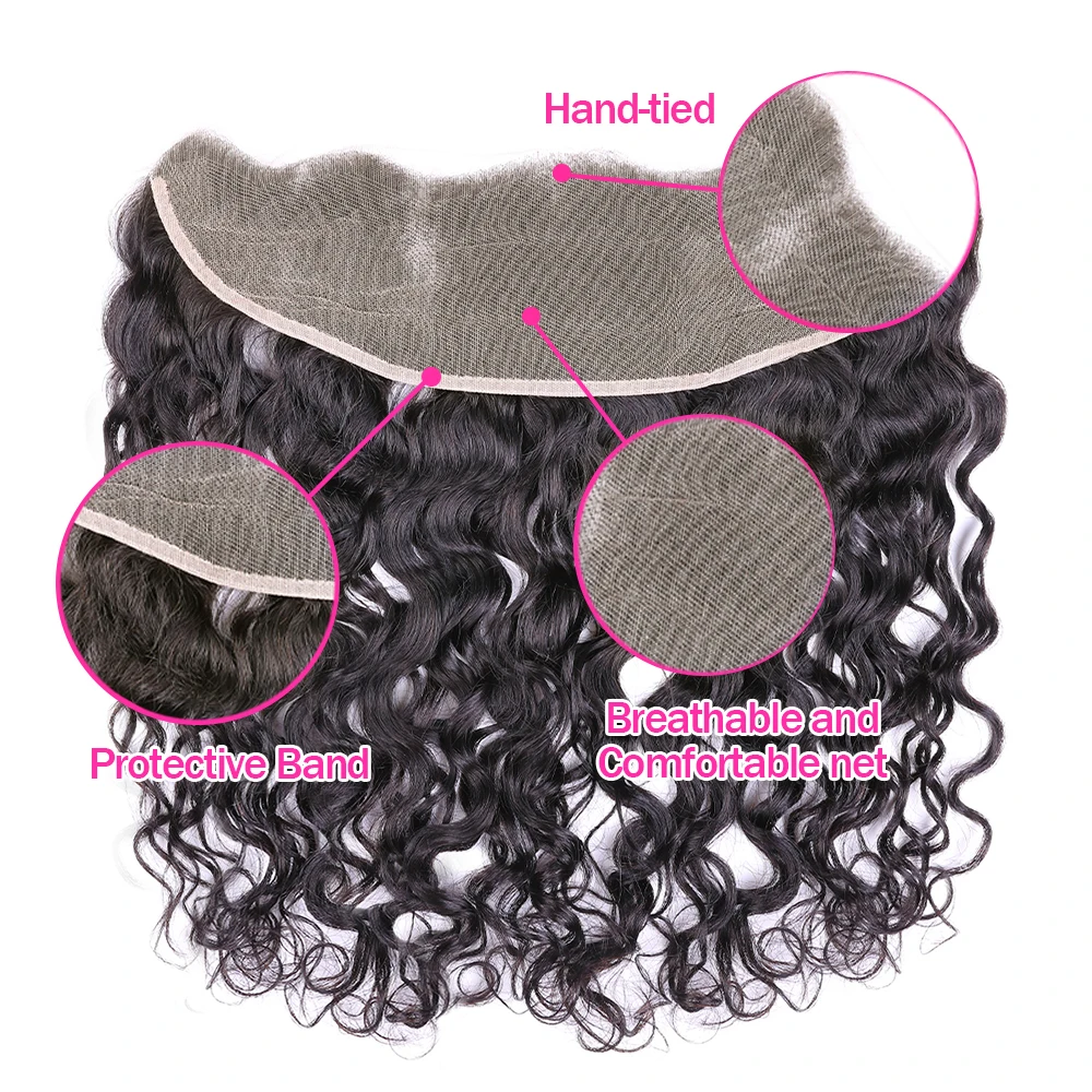 VSHOW Brazilijos Gamtos Banga Plaukų Ryšulius Su Uždarymo 3 ar 4 Ryšulių Kalbama Su 13*4 ausies iki Ausies Nėrinių Priekinės Remy Human Hair