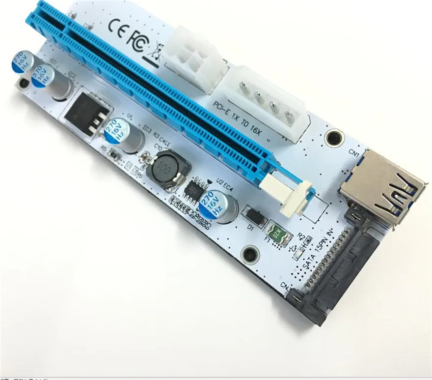 3 1. 4 6 pin pin SATA Molex Maitinimo pci-e 1x PCI, kad 16x express stove kortelę su LED šviesos VER 008S Kasybos mašinos