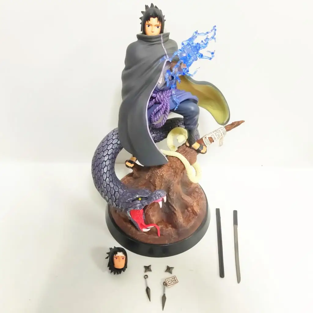 Naruto Sasuke Statula PVC Veiksmų Skaičiai Žaislai 320mm Anime Naruto Shippuden Uchiha Sasuke Gyvatė Scena Statulėlės Modelis Žaislas