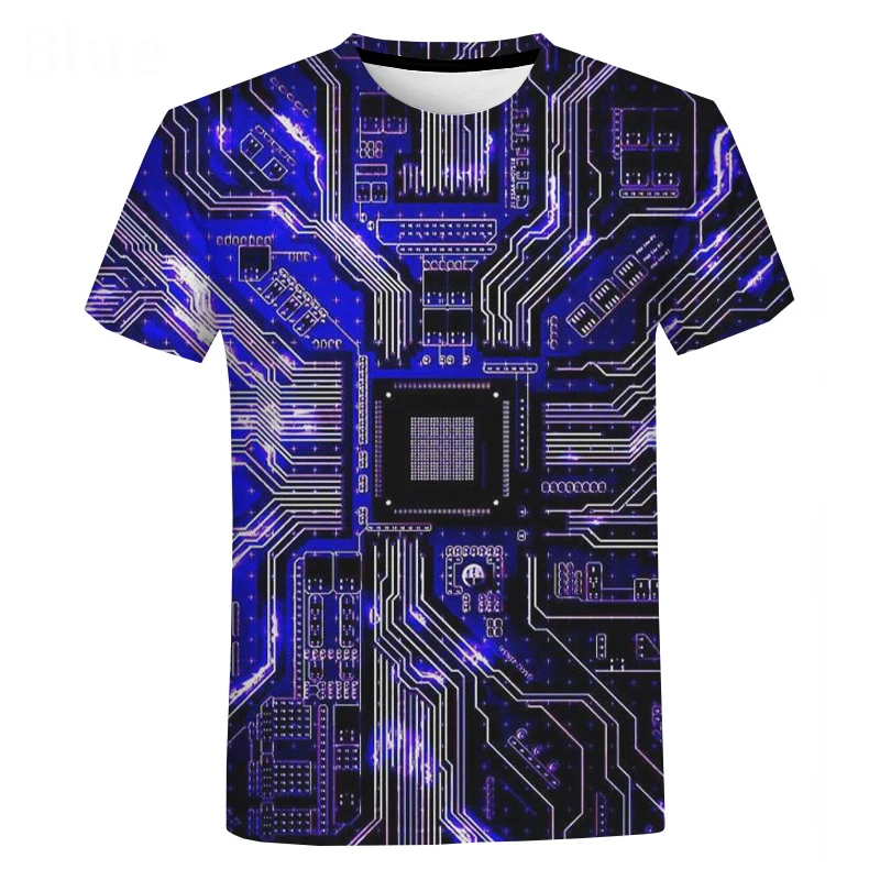 Elektroninių Hip-Hop Marškinėliai Vyrams, Moterims, 3D Mašina, Print T-shirts Harajuku Harajuku Stilius Vasaros Trumpas Rankovėmis Tee Viršūnės