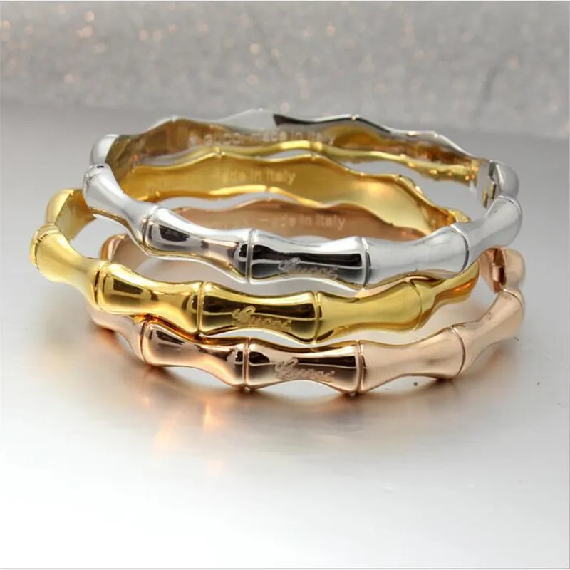 Aukštos Kokybės Nerūdijančio Plieno, Aukso Bambuko Apyrankės & Bangles Moterų Titano Rose Gold Fashion Jewelry Mergina Dovanos