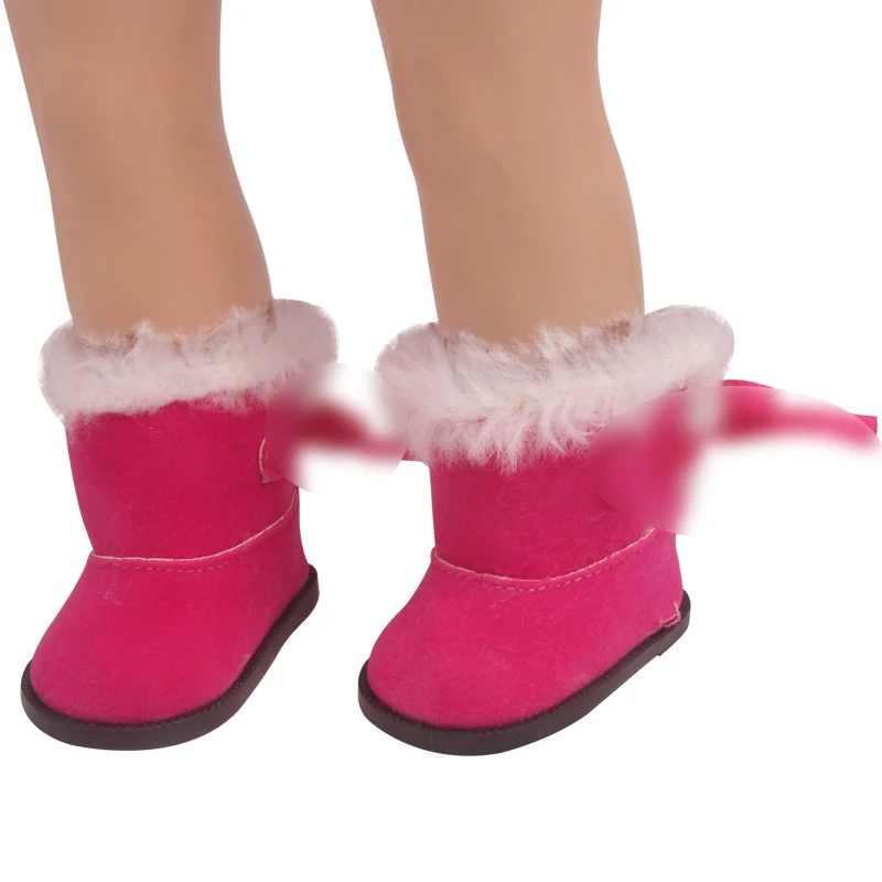 18 colių Mergaičių lėlės batai, Žieminiai batai Lankas pliušinis batai Amerikos lėlės bateliai naujagimiui žaislai tinkami 43 cm kūdikių lėlės s250