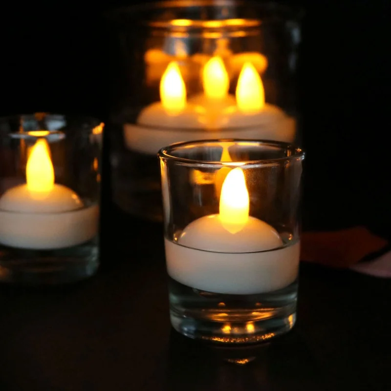 12 Pak Flameless Plaukiojantieji Žvakės Vandeniui LED Plūduriuojantis Tealights Dekoro Namų Vestuves Puošmena Baseinas