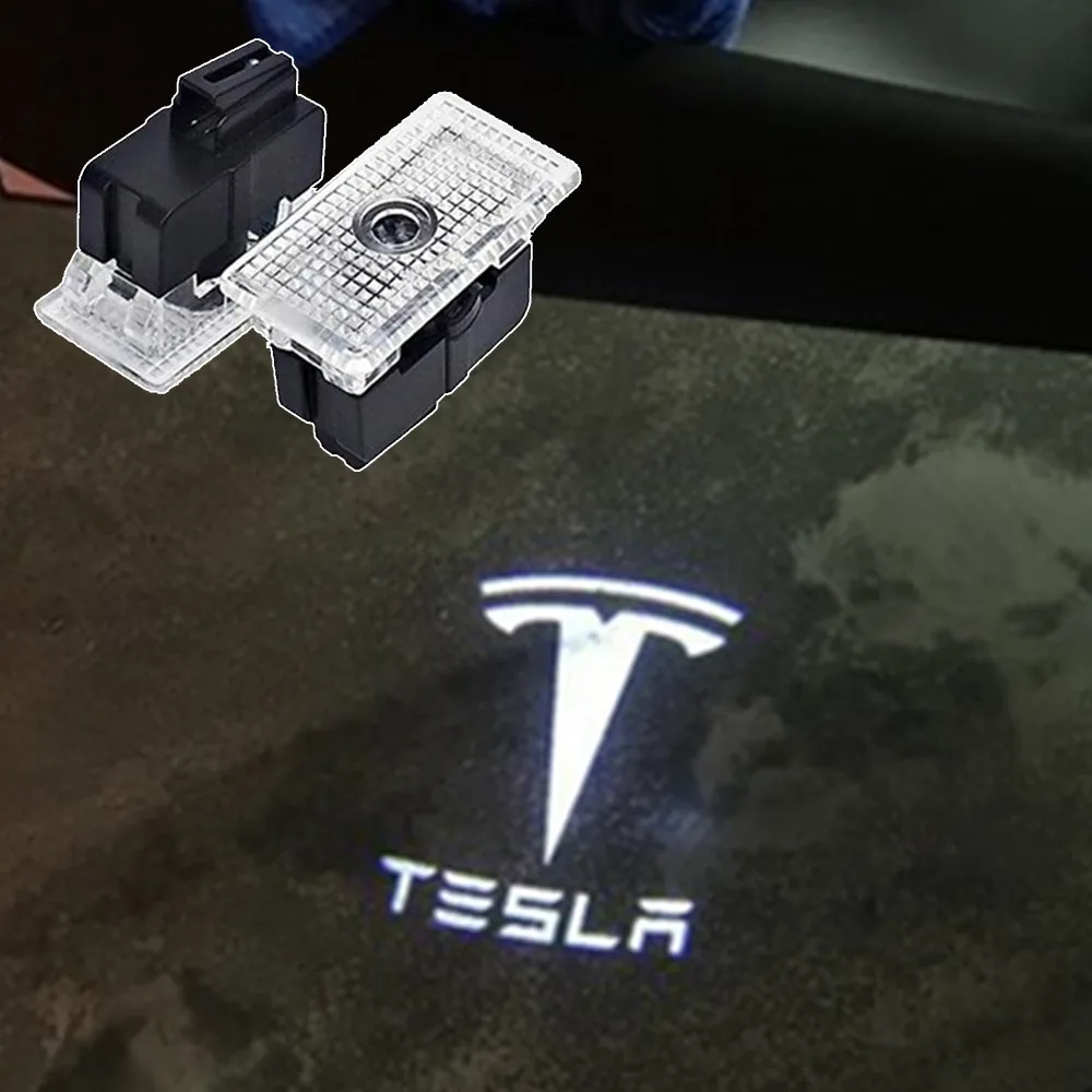 2vnt Skirti Tesla Model 3 X Y S LED Automobilio Duris Projektorius Logotipas Lazerio Šviesos Dvasia, Šešėlis Sveiki Lempa Dekoratyvinės Lempos Priedai