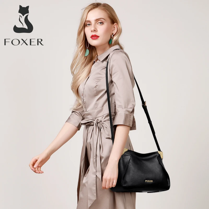 FOXER Prekės ženklo Moterų Prašmatnus Crossbody Krepšys Moterims, natūralios odos Pečių Maišą, Ponia, Mados Stilius Laisvalaikio Krepšiai Moterų Kryžius-kūno Krepšiai