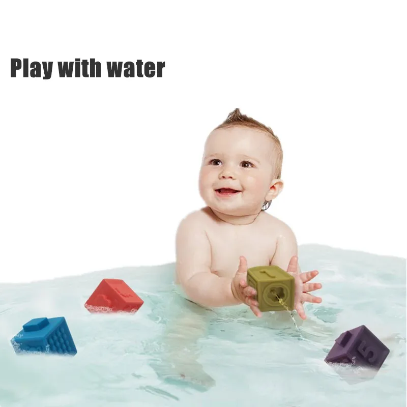 Žaislai 0 12 Mėnesių Vaikams Barškučių su talpinimo Silikono Kramtyti Žaislus Minkštos Gumos Didelio Kūdikio Blokai 0 36