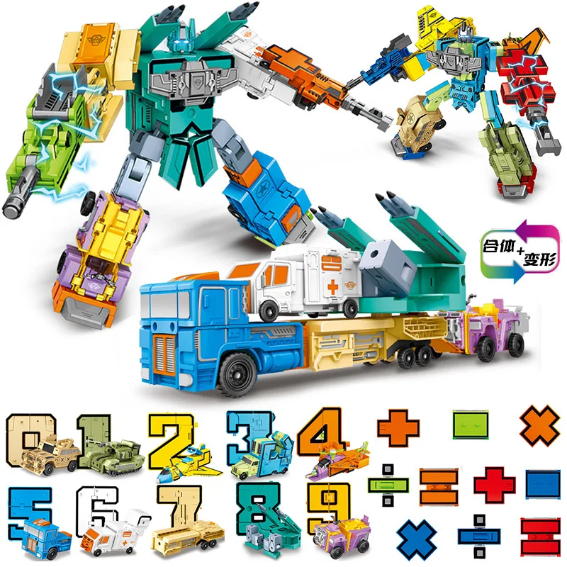 10VNT Transformacijos Numeris Robotas Žaislas Blokai Deformacijos Kišenėje Morphers Švietimo Veiksmų Skaičius, Žaislas Vaikams