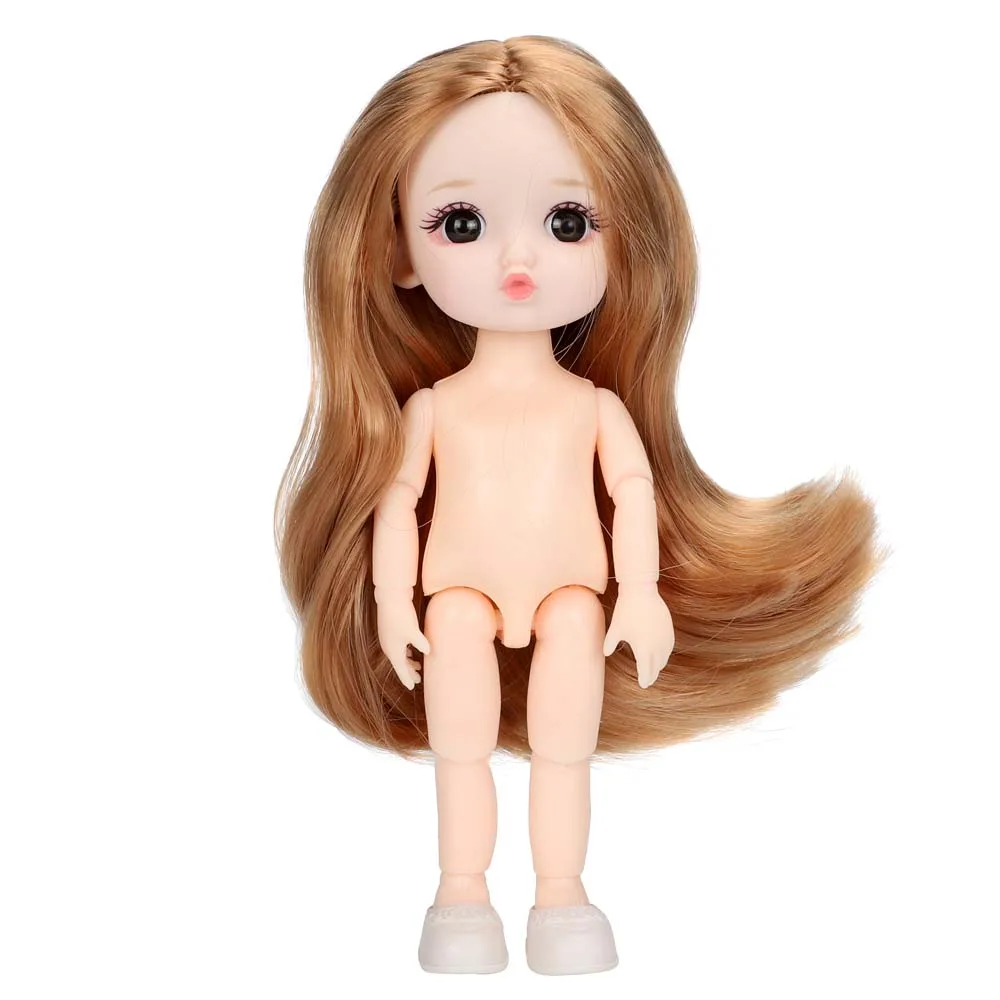 16cm BJD doll 13 Kilnojamojo Sujungta Blyth Baby Doll su dodo burną aukso rudi plaukai Nuogas Nuogas Moterų Kūno Lėlės Mergaitėms Dovanų Žaislas