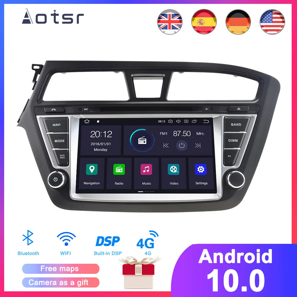DSP Android 10.0 Automobilių GPS Navigacijos, DVD Grotuvo Hyundai i20-2017 Auto Stereo Radijo Multimedia Player Galvos Vienetas Diktofonas