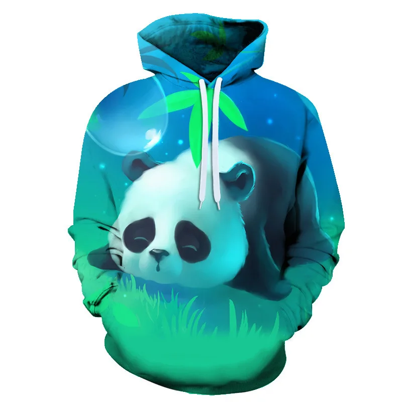 3D Panda Print Negabaritinių Hoodies Moterys Vyrai Gyvūnų Atsitiktinis ilgomis Rankovėmis Laisvi Megztiniai Moterų Harajuku Gatvėje Palaidinukė Drabužiai