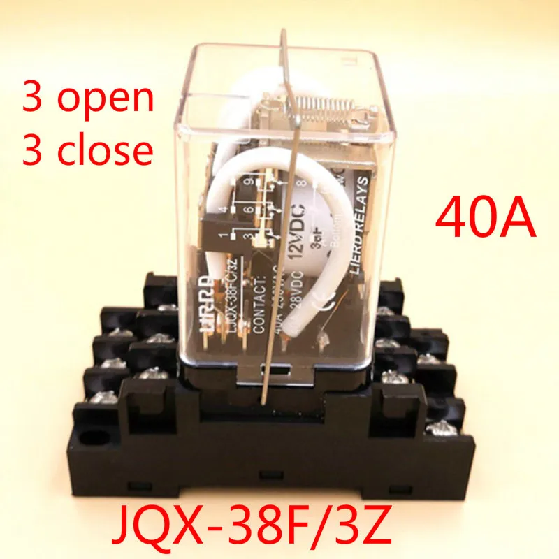 JQX-38F/3Z didelės galios 3 atidarykite 3 uždarykite relė 48V 220V aukštos srovės tarpinės trijų fazių elektromagnetinės relės 40A