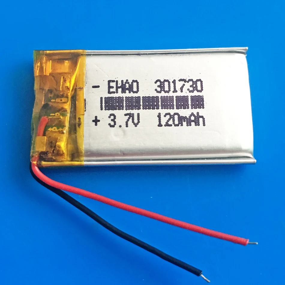 301730 3.7 V 120mAh Polimeras ličio Lipo baterijos įkrovimo individualų didmeninė CE, ROHS, FCC KAULŲ ir kokybės sertifikavimo