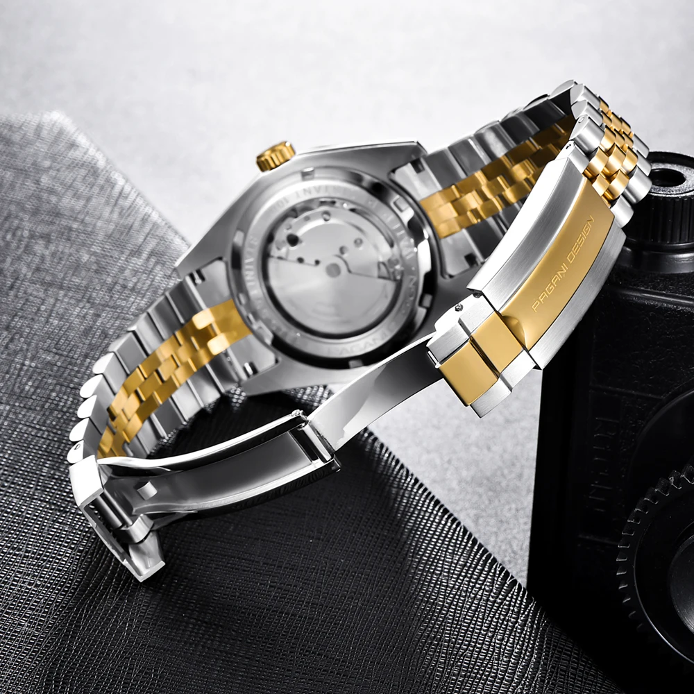 Pagani Prekės ženklo Dizainas Prabangių Vyrų Laikrodžiai Mechaninė Automatinė Aukso Žiūrėti Vyrų 100M Vandeniui, Nerūdijančio Plieno, Verslo Laikrodis