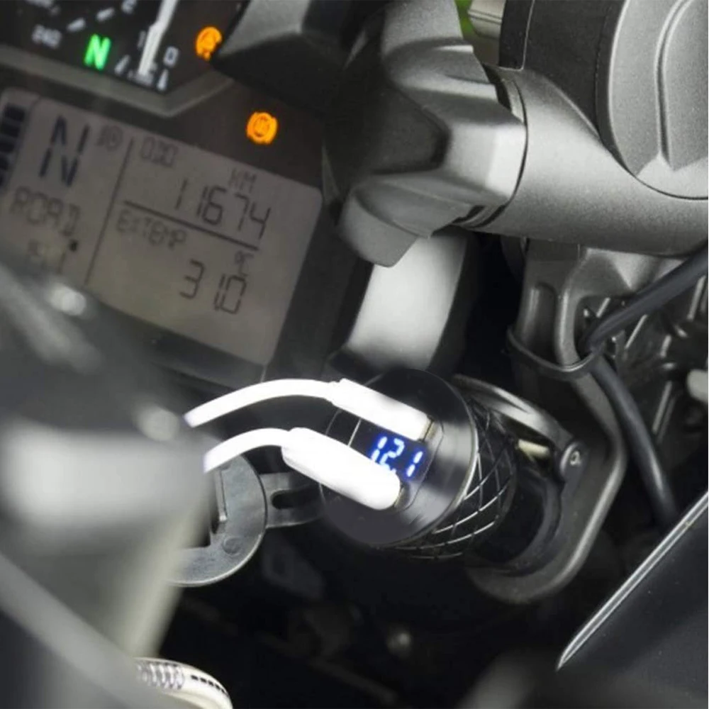 Greitai Įkrauti 3.0 Dual USB BMW R1250GS R1200 GS F800GS Motociklo Kroviklio Kištuku Cigarečių Degiklio Lizdo Adapteris LED Ekranas