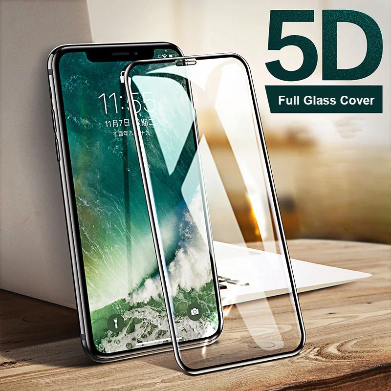 5D Grūdintas Stiklas Screen Protector, iPhone 12 11 Pro Max 12 11 Pro 12 Mini XR X XS Max 6 6S 7 8 Plus SE 2020 Priekiniai Filmas