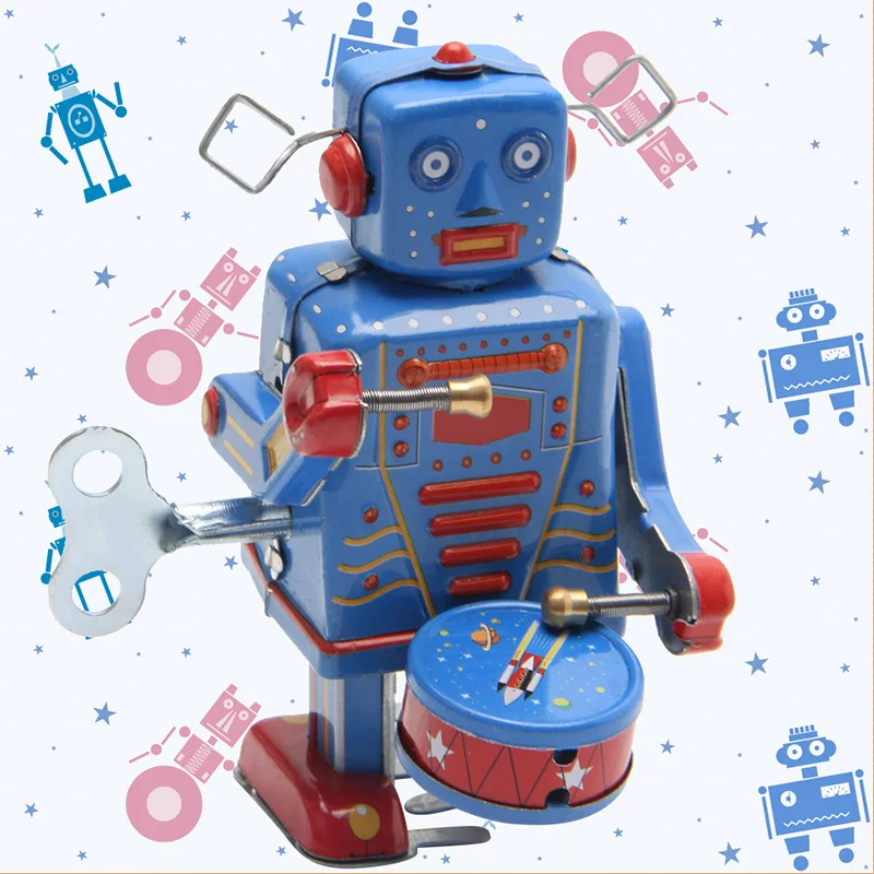 Retro Clockwork Vėjo Iki Metalo Vaikščioti Robotas Žaislas Derliaus Kolekcines Vaikai Giftfree pristatymas