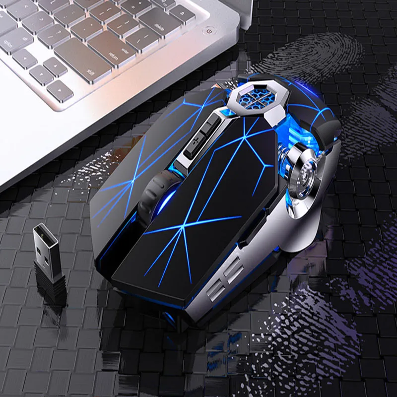 A7 Žaidimų Pelės Įkrovimo Silent Wireless Mouse LED Apšvietimu 2.4 G USB 1600Dpi Optinė, Ergonomiškas Pelės Žaidėjus Desktop Laptop