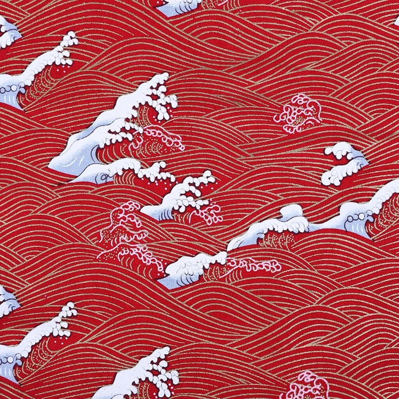 Įdegio Medvilninio Audinio, Japonų Stiliaus Vandenyno Bangos Modelis Audinio Patalynės, Siuvimo, Drabužių Quilting Rankdarbiams Amatų Medžiaga