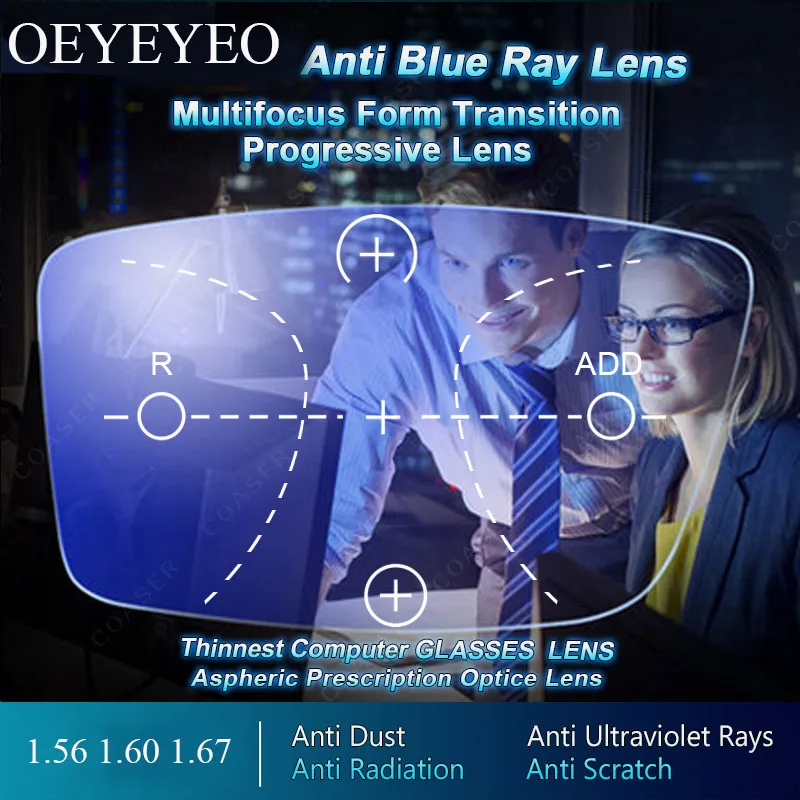 Anti-Blue Ray Objektyvas Laisvos Formos Palaipsniui Recepto Optinis Objektyvas Akiniai Po UV Blue Blocker Objektyvas Už Akių Apsauga Karšto