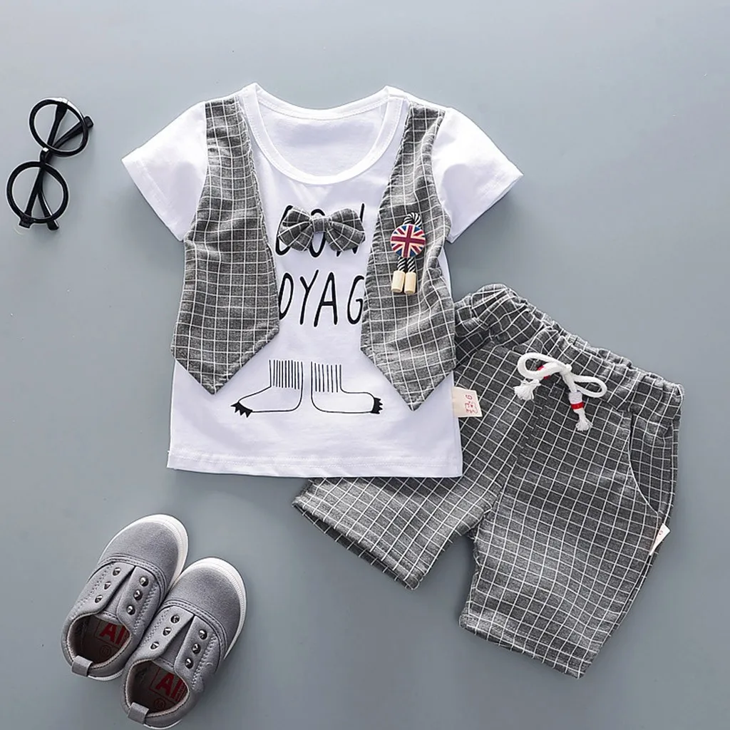2021 mados kūdikių Berniukų drabužiai rinkiniai Džentelmenas Lankas, T-marškinėliai, Topai, Šortai Kelnės Komplektus Drabužių Rinkinys naujagimiui drabužių rinkinys