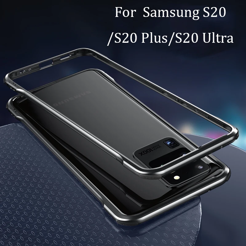 Prabanga Metalo Bumper Samsung Galaxy S20 Ultra atveju Oro Pagalvės atsparus smūgiams Atveju, Samsung Galaxy S20 Plius Aliuminio rėmas